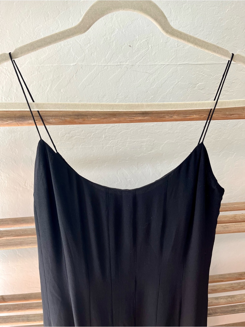 100% Silk Flirty Little Black Dress with Spaghetti Straps - Picture 2 of 10